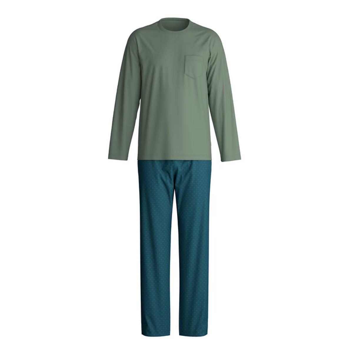 Calida Herren Pyjama lang Relax Imprint laurel green 47387
