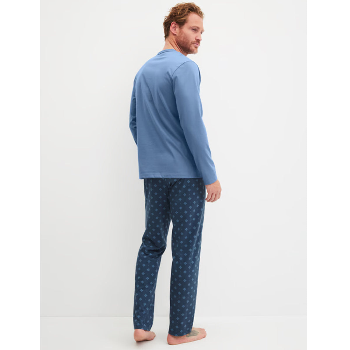 Calida Herren Pyjama lang Relax Imprint coronet blue 47487