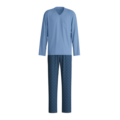 Calida Herren Pyjama lang Relax Imprint coronet blue 47487