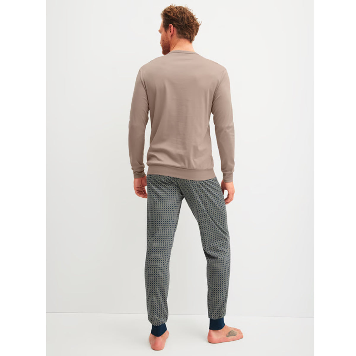 Calida Herren Pyjama lang Bündchen Relax Choise warm sand 47581