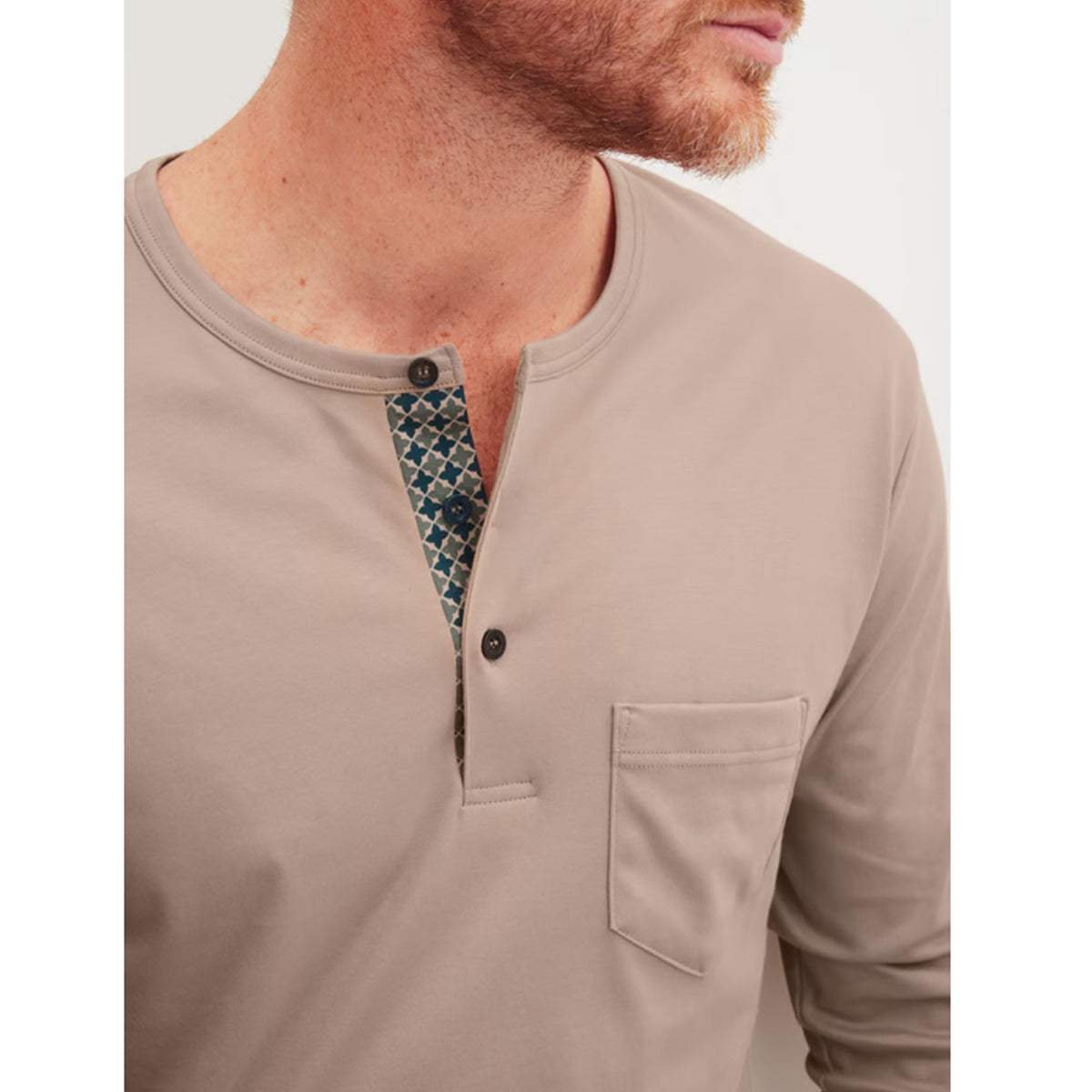 Calida Herren Pyjama lang Bündchen Relax Choise warm sand 47581