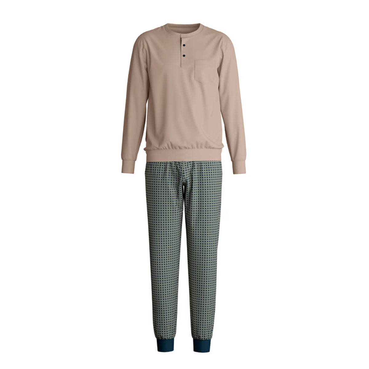 Calida Herren Pyjama lang Bündchen Relax Choise warm sand 47581
