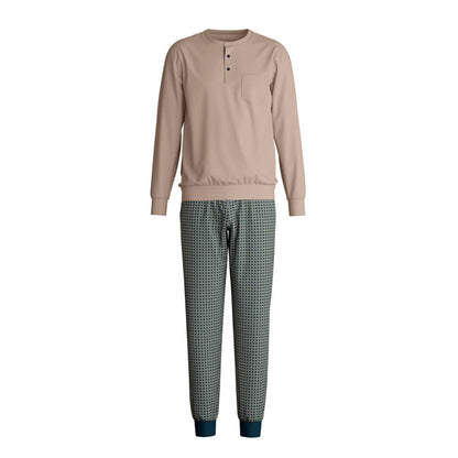 Calida Herren Pyjama lang Bündchen Relax Choise warm sand 47581