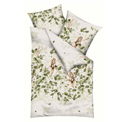 Bettwäsche Kaeppel Biber 479-533 Eichkätzchen oliv grün creme 135x200