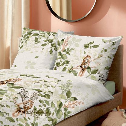 Bettwäsche Kaeppel Biber 479-533 Eichkätzchen oliv grün creme 135x200