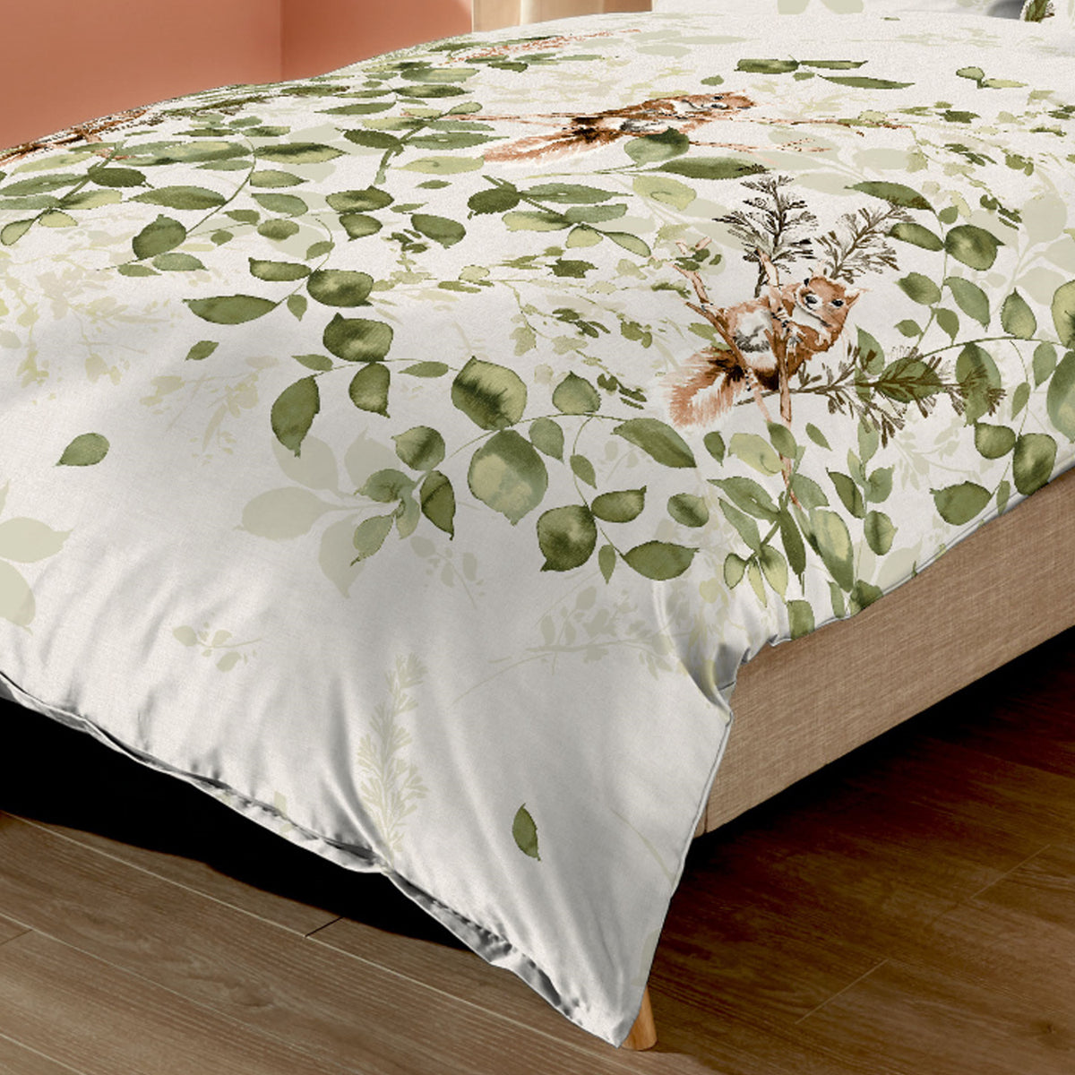 Bettwäsche Kaeppel Biber 479-533 Eichkätzchen oliv grün creme 135x200