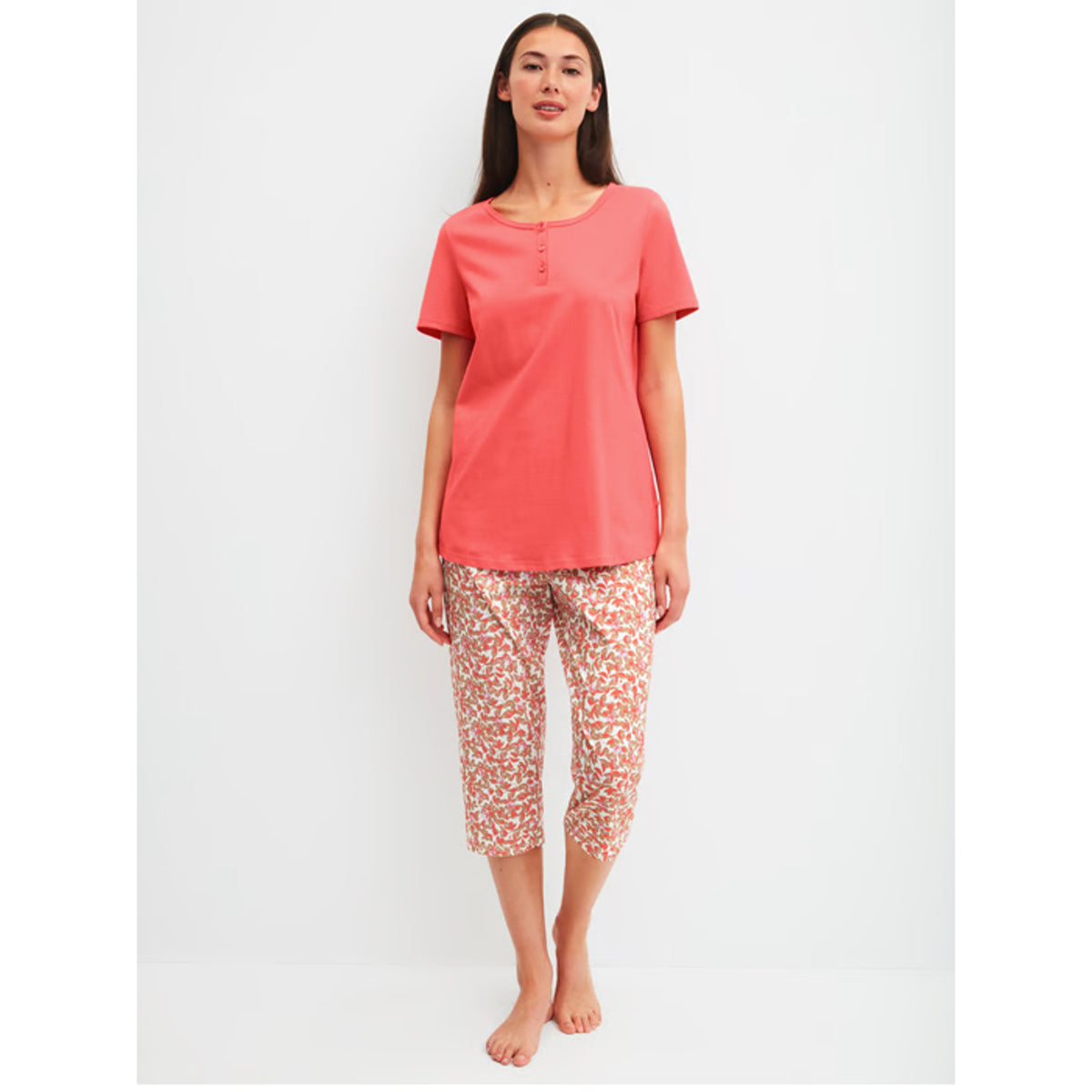 Calida Damen Pyjama 3/4 Flower Nights rose of sharon 48254-164