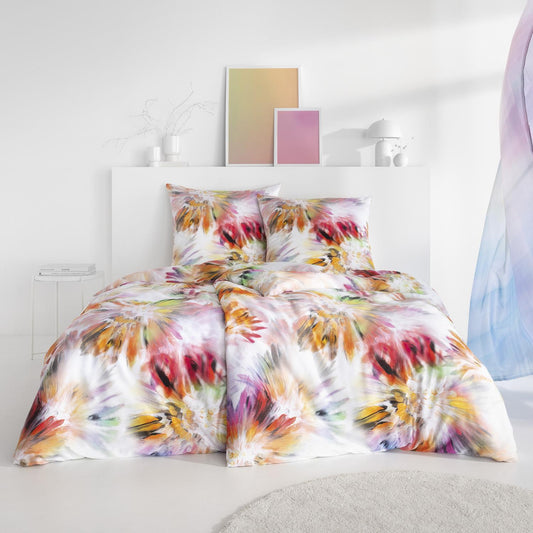 Estella Mako Satin Bettwäsche Alison 4830-985 Blumen Bunt 135x200