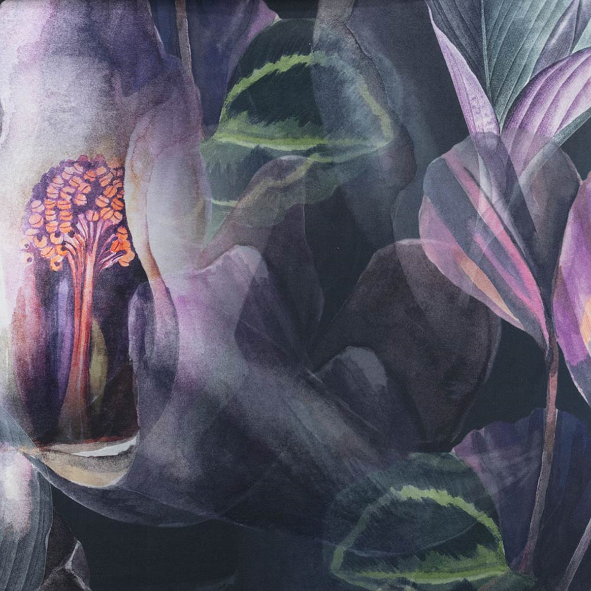 Estella Mako Satin Bettwäsche Kendra Blüten 4834-670 Aubergine 135x200
