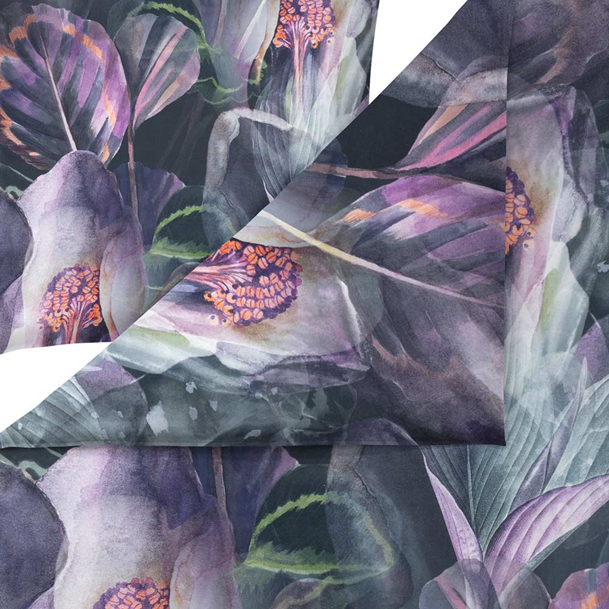 Estella Mako Satin Bettwäsche Kendra Blüten 4834-670 Aubergine 135x200