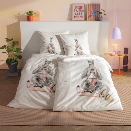 Estella Mako Satin Bettwäsche Lamaste 4850-230 Lama Yoga natur 135x200