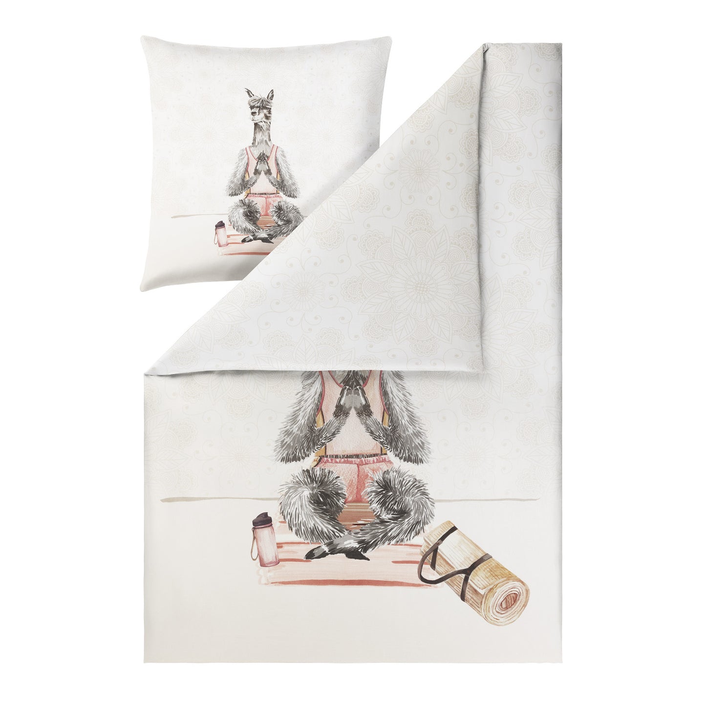Estella Mako Satin Bettwäsche Lamaste 4850-230 Lama Yoga natur 135x200