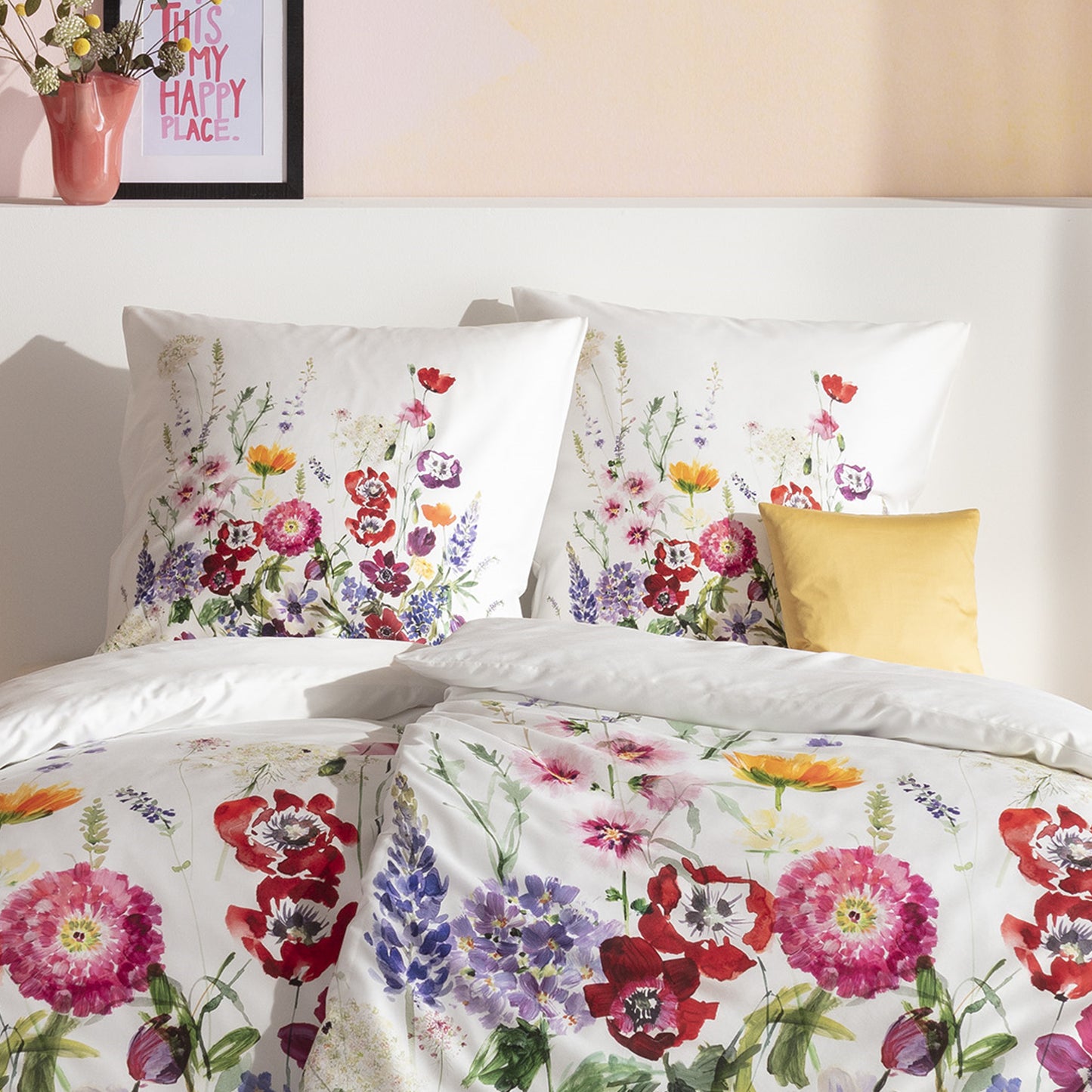 Estella Mako Satin Bettwäsche Rayen 4853-985 Blumenwiese bunt 135x200