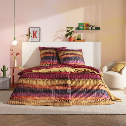 Estella Mako Satin Bettwäsche Dawn 4854-405 vino Streifen bunt