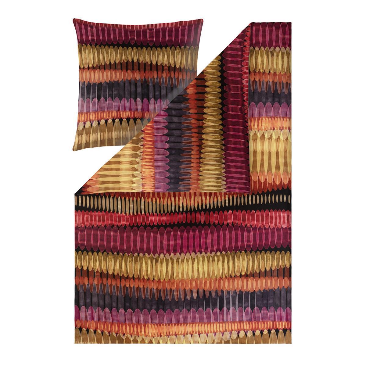 Estella Mako Satin Bettwäsche Dawn 4854-405 vino Streifen bunt