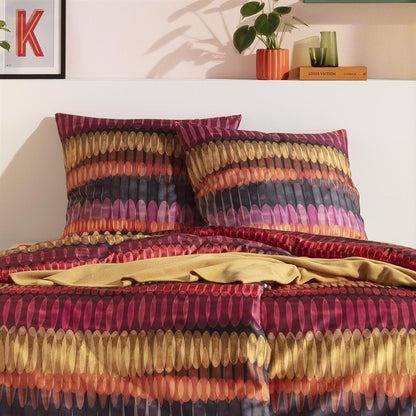 Estella Mako Satin Bettwäsche Dawn 4854-405 vino Streifen bunt