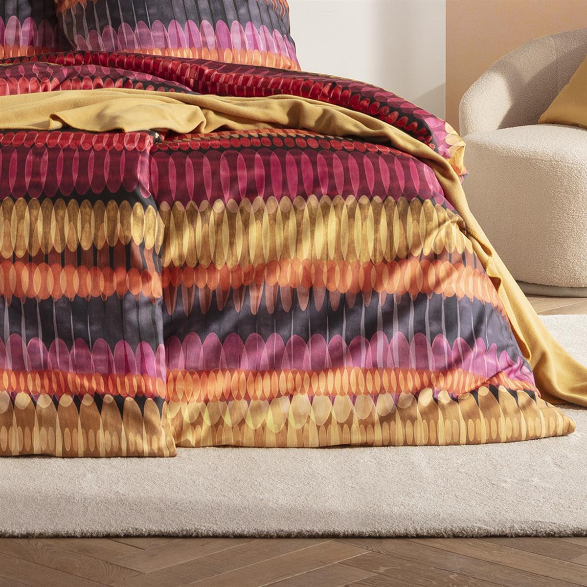 Estella Mako Satin Bettwäsche Dawn 4854-405 vino Streifen bunt