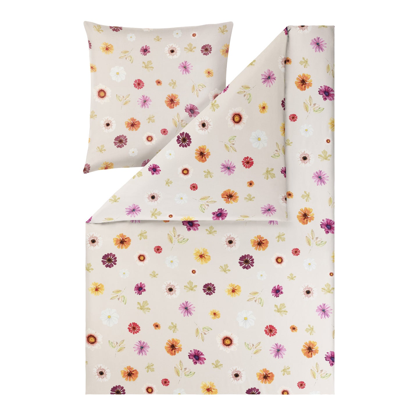 Estella Mako Satin Bettwäsche Adara 4856-200 Streublumen beige 135x200
