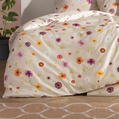 Estella Mako Satin Bettwäsche Adara 4856-200 Streublumen beige 135x200