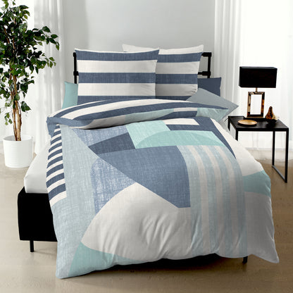 Bettwäsche Kaeppel Satin 500-11 Rising Sun geometrisch marine