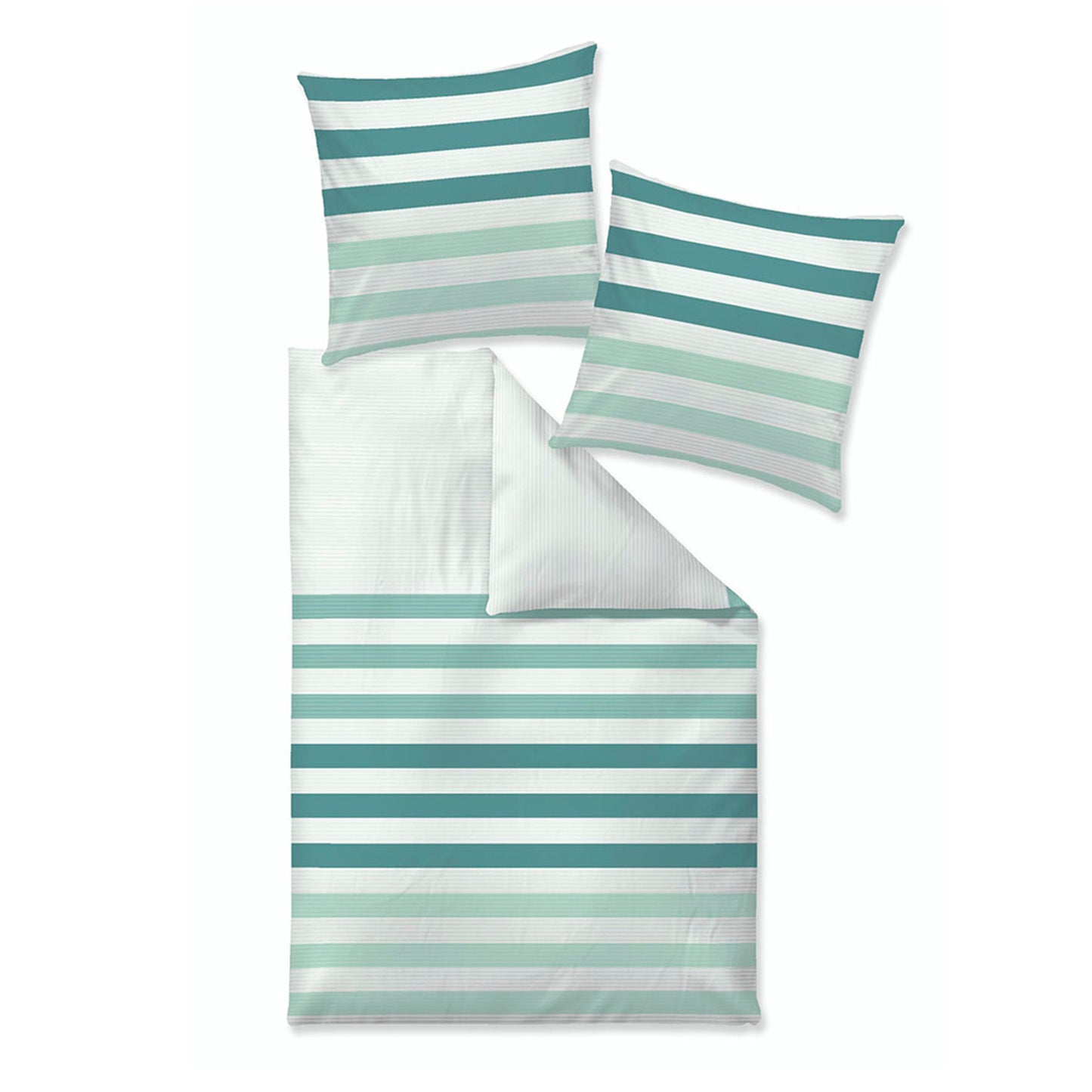 Sympathica Bettwäsche Mako Satin 5135 Streifen türkis mint 135x200