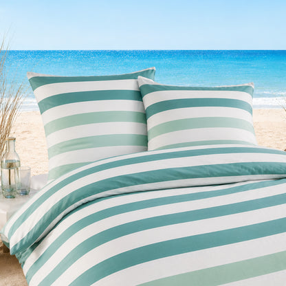 Sympathica Bettwäsche Mako Satin 5135 Streifen türkis mint 135x200