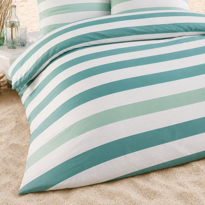 Sympathica Bettwäsche Mako Satin 5135 Streifen türkis mint 135x200