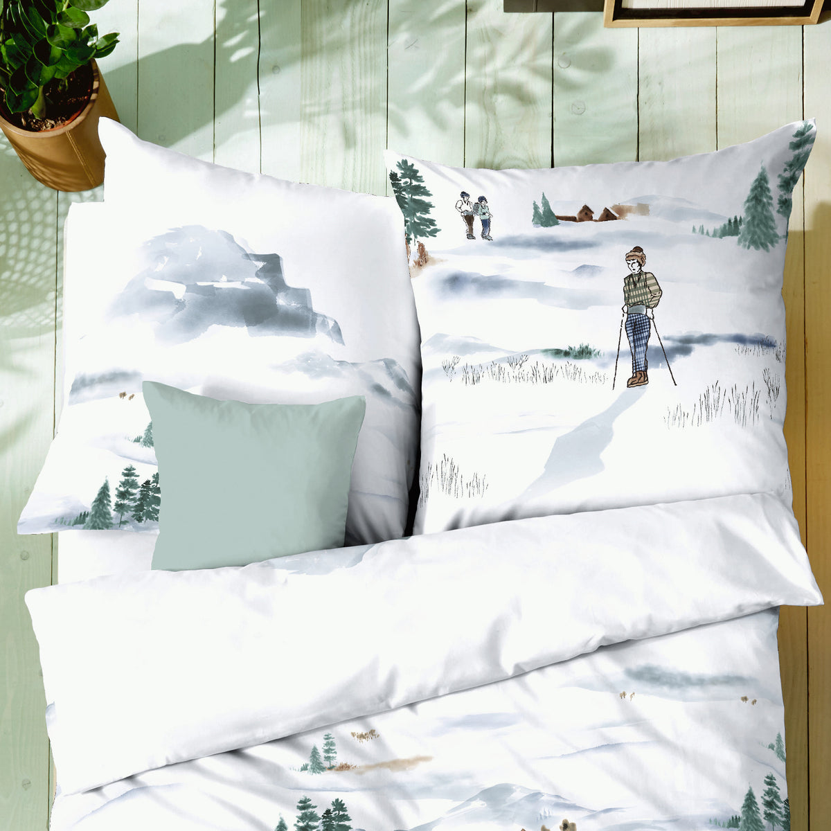 Bettwäsche Kaeppel Biber 526-531 Frozen Winter hellblau schnee 135x200