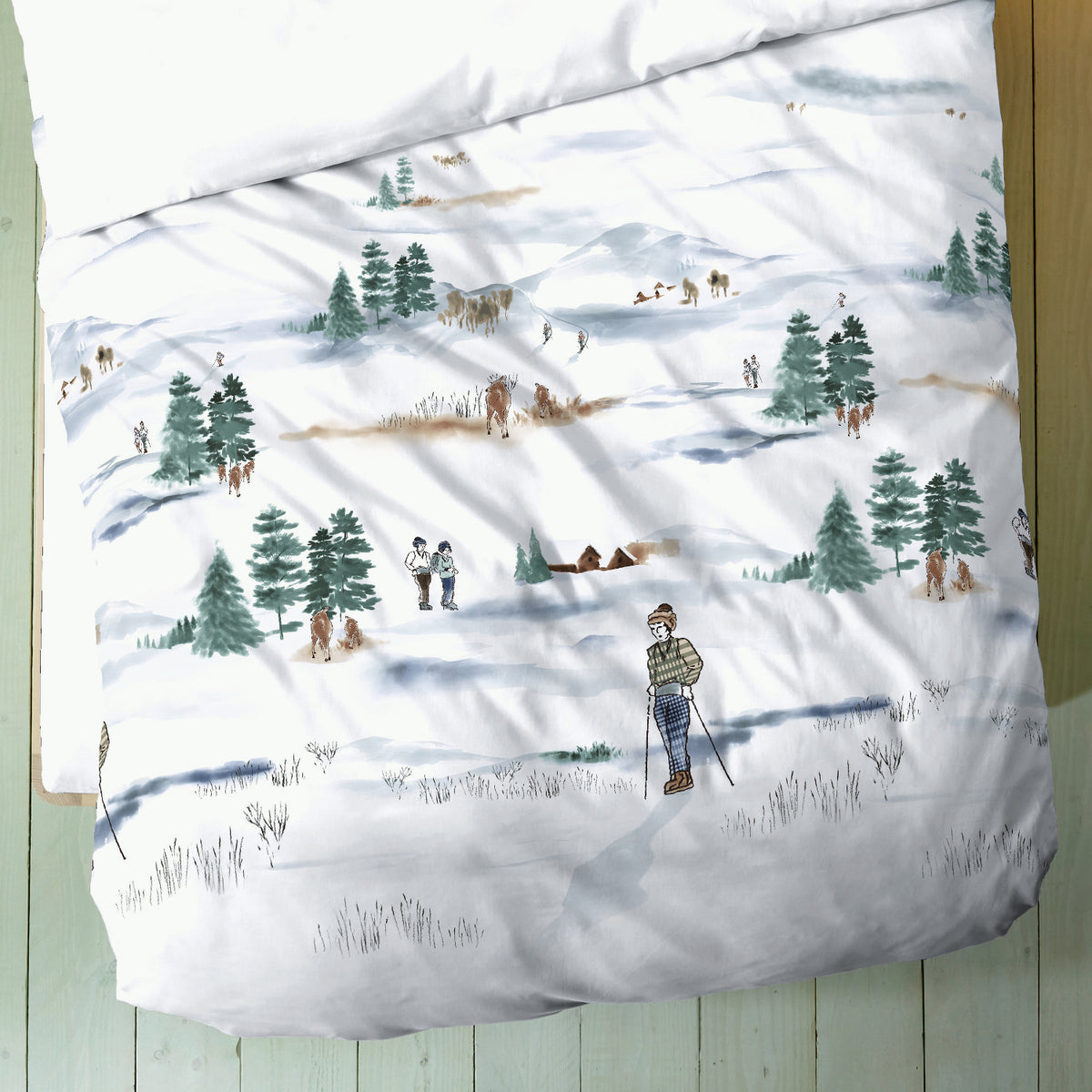 Bettwäsche Kaeppel Biber 526-531 Frozen Winter hellblau schnee 135x200