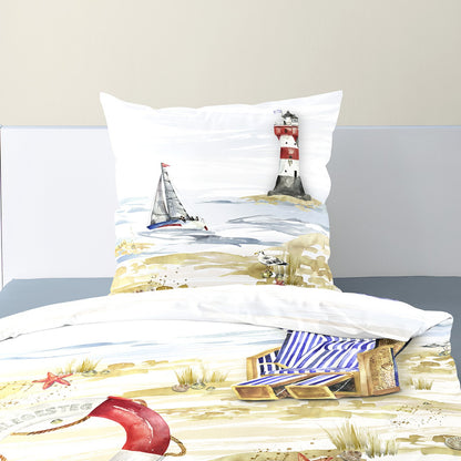 Bettwäsche Bierbaum Mako Satin 5330-20 Strand Maritim sand 135x200