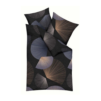 Bettwäsche Kaeppel Satin 540-10 Koya Fächer schwarz grau blau 135x200