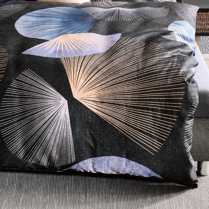 Bettwäsche Kaeppel Satin 540-10 Koya Fächer schwarz grau blau 135x200