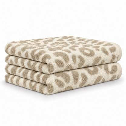 2 Stück Cawö Two-Tone Leo Handtücher 540-36 Leoprint beige 50x100