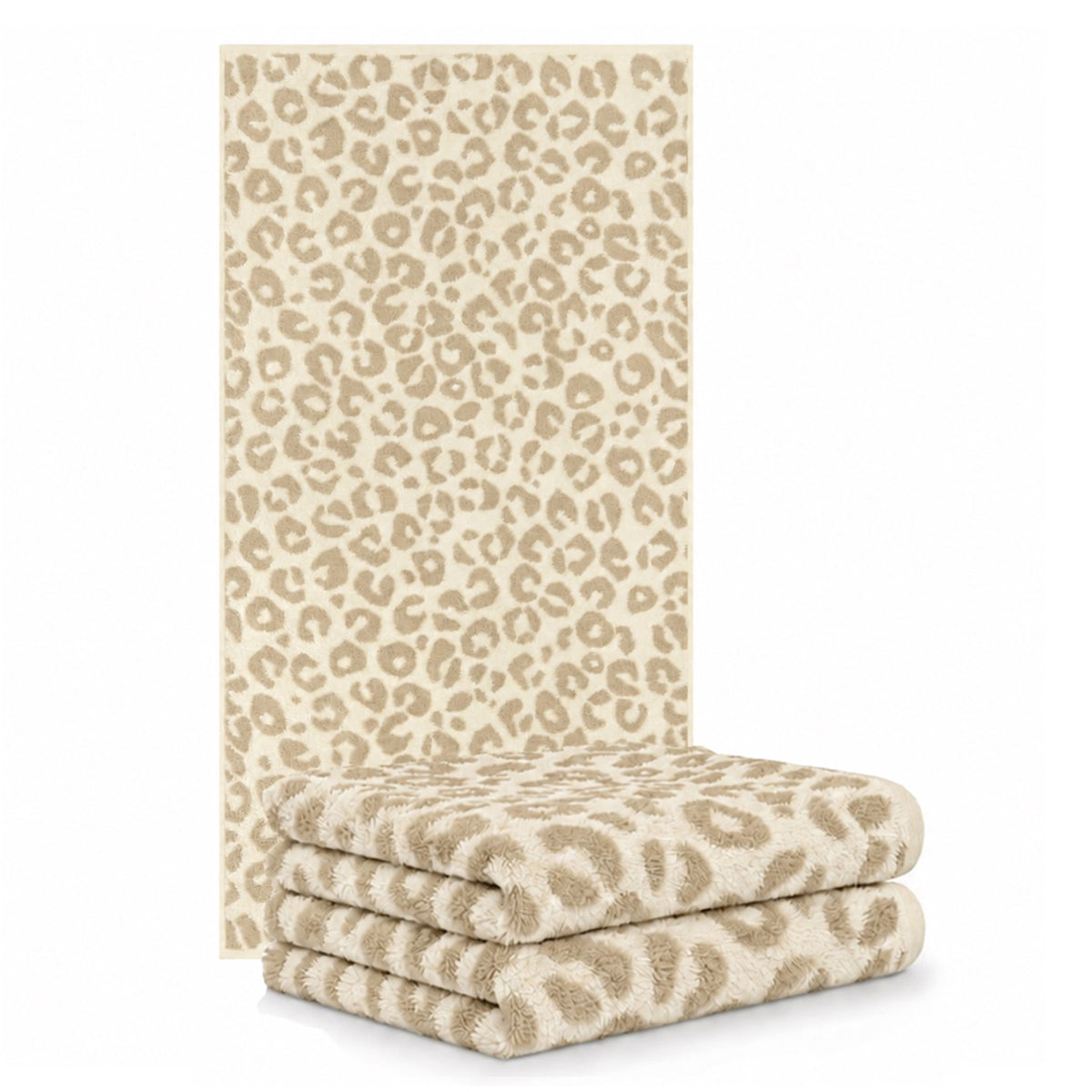 2 Stück Cawö Two-Tone Leo Handtücher 540-36 Leoprint beige 50x100