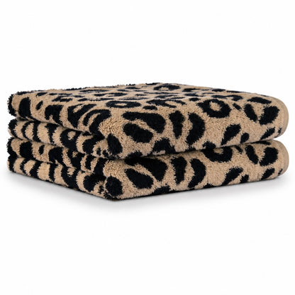 2 Stück Cawö Two-Tone Leo Handtücher 540-39 Leoprint camel 50x100