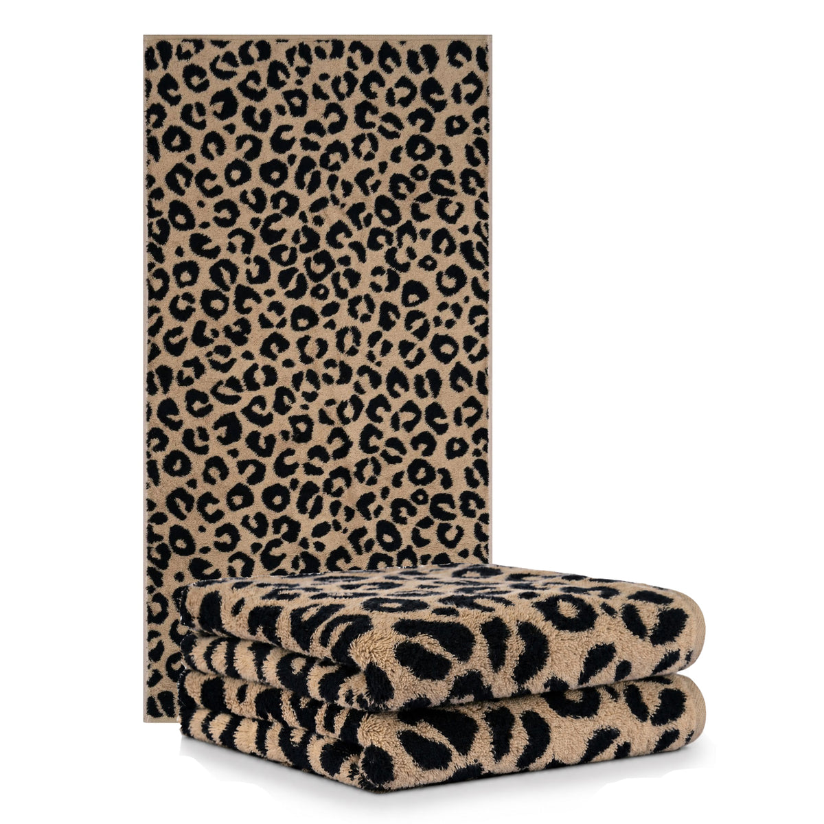 2 Stück Cawö Two-Tone Leo Handtücher 540-39 Leoprint camel 50x100