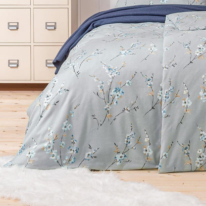 Estella Edelflanell Bettwäsche Trento 5463-810 Blumen Grau 135x200