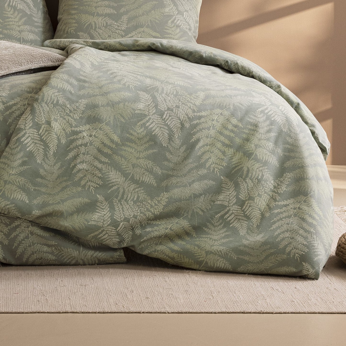 Estella Edelflanell Bettwäsche Tesero 5478-530 Blätter grün 135x200