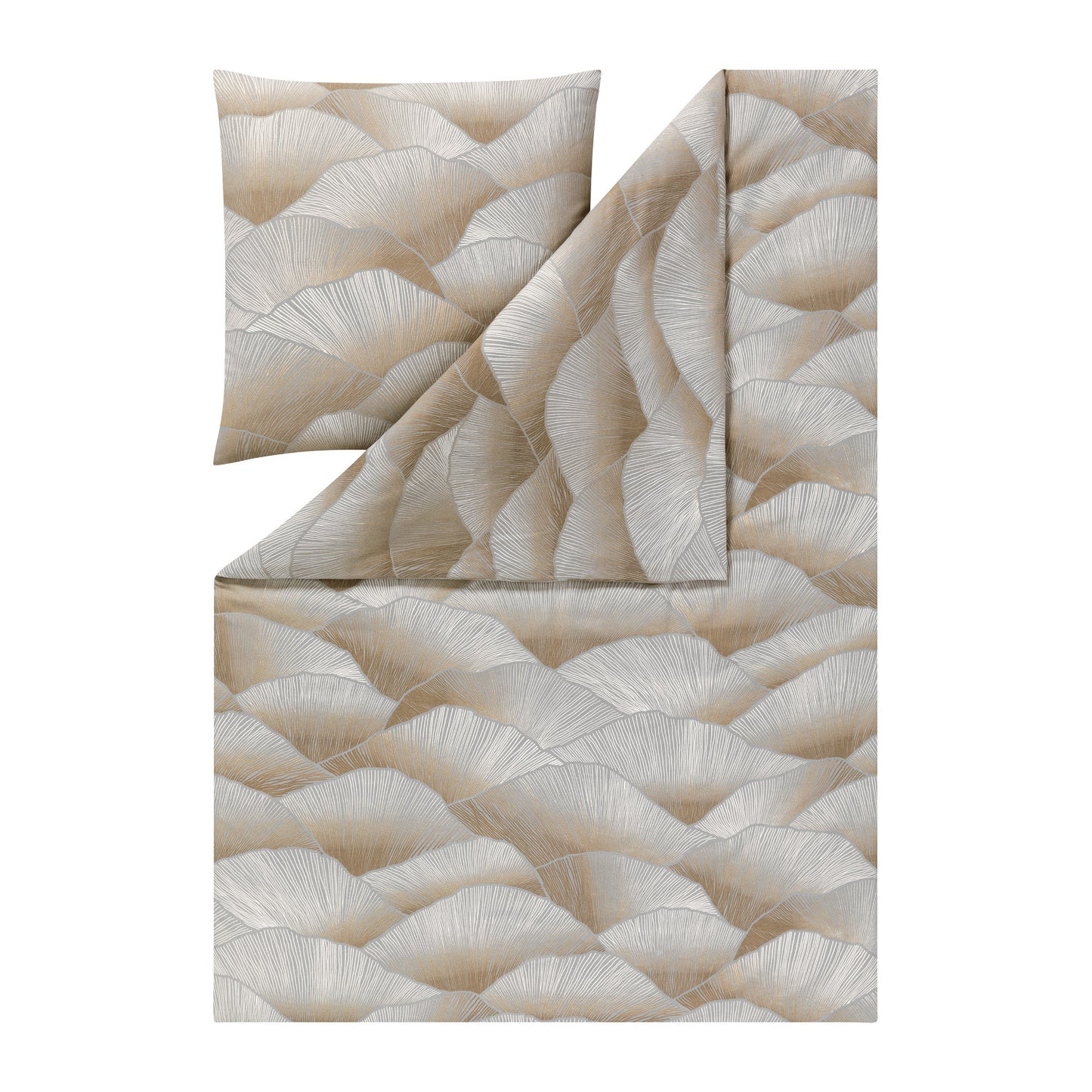 Estella Edelflanell Bettwäsche Alba 5481-810 Fächer grau sand 135x200