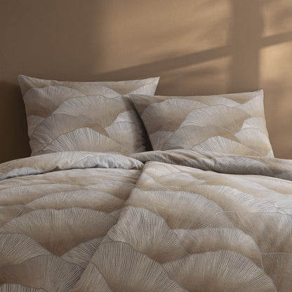 Estella Edelflanell Bettwäsche Alba 5481-810 Fächer grau sand 135x200