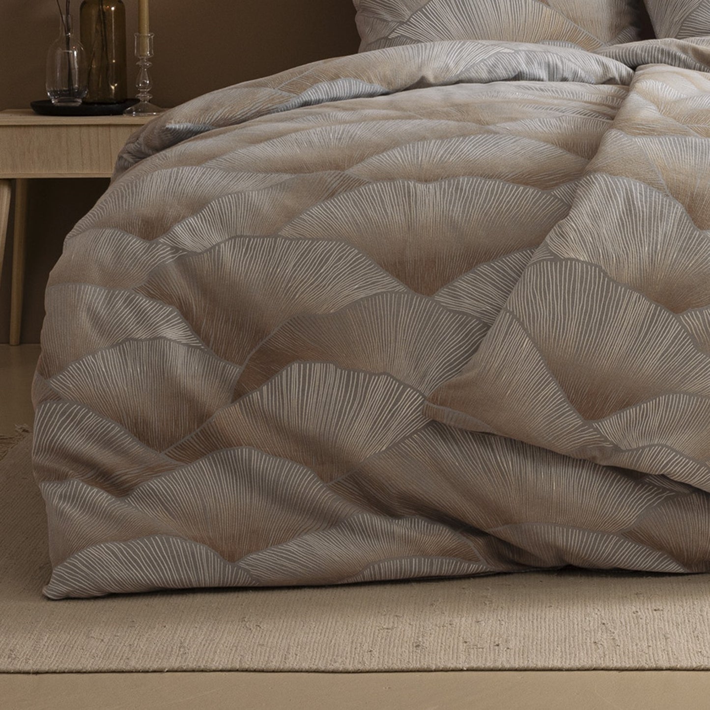 Estella Edelflanell Bettwäsche Alba 5481-810 Fächer grau sand 135x200