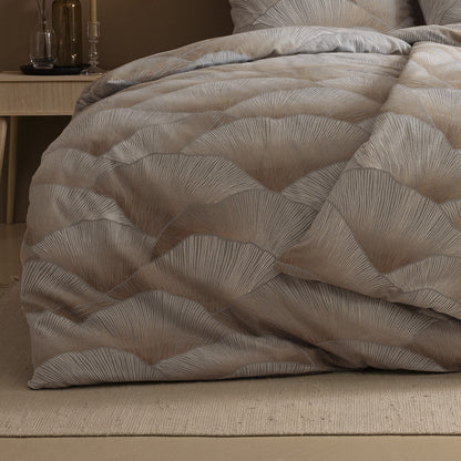 Estella Edelflanell Bettwäsche Alba 5481-810 Fächer grau sand 135x200