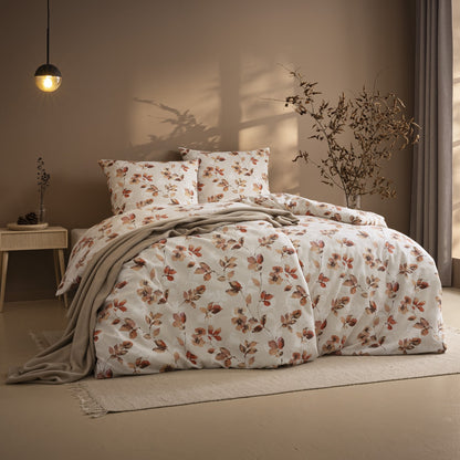 Estella Edelflanell Bettwäsche Sicina 5482-450 Blätter apricot 135x200
