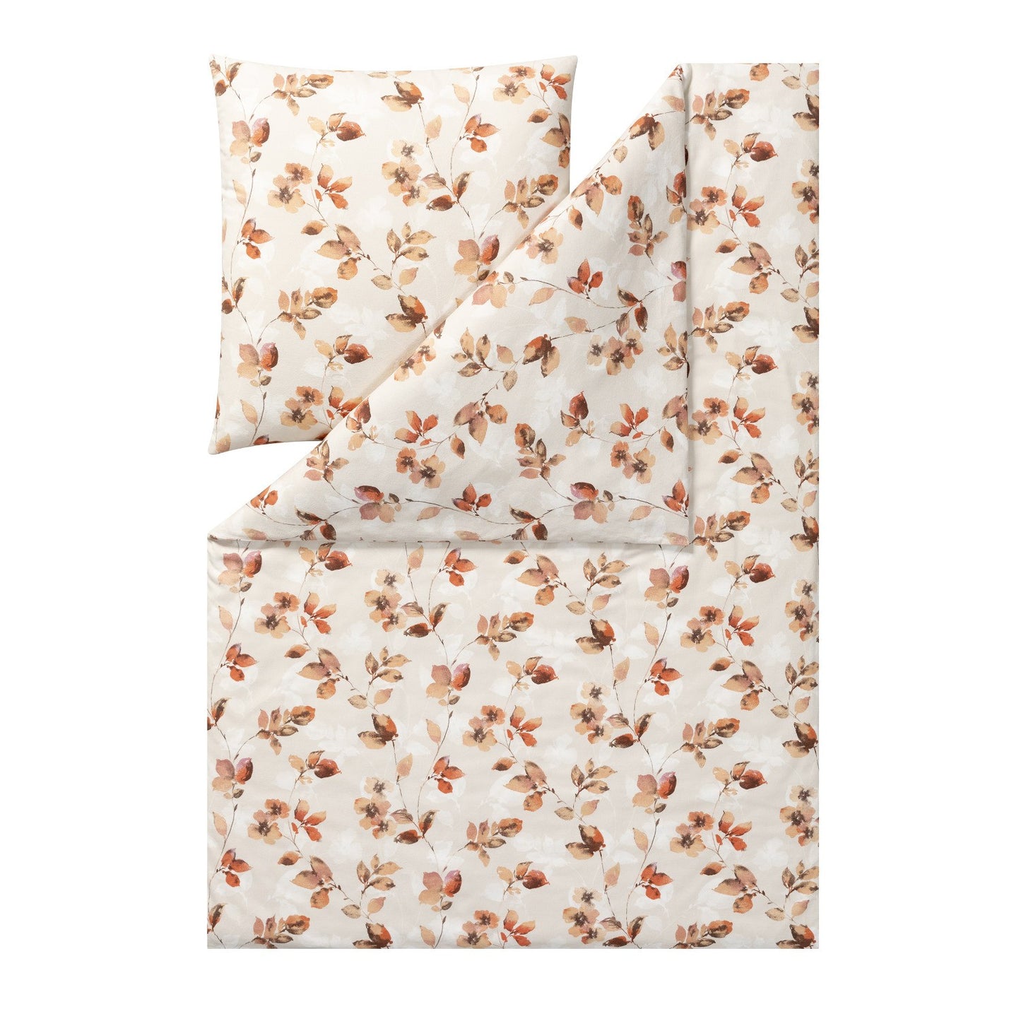 Estella Edelflanell Bettwäsche Sicina 5482-450 Blätter apricot 135x200