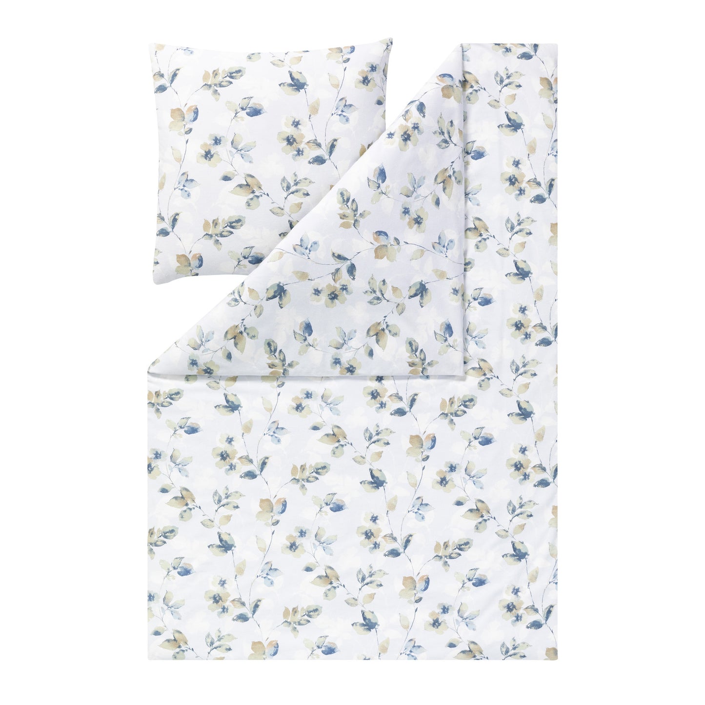 Estella Edelflanell Bettwäsche Sicina 5482-615 Blätter blau 135x200