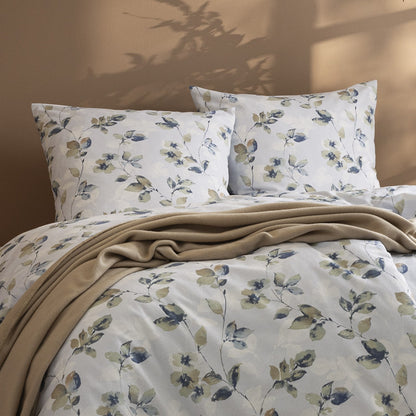 Estella Edelflanell Bettwäsche Sicina 5482-615 Blätter blau 135x200