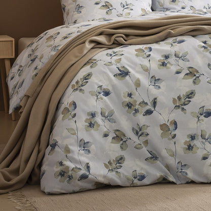 Estella Edelflanell Bettwäsche Sicina 5482-615 Blätter blau 135x200
