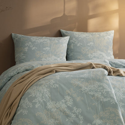 Estella Edelflanell Bettwäsche Moena 5483-614 Linien eisblau 135x200