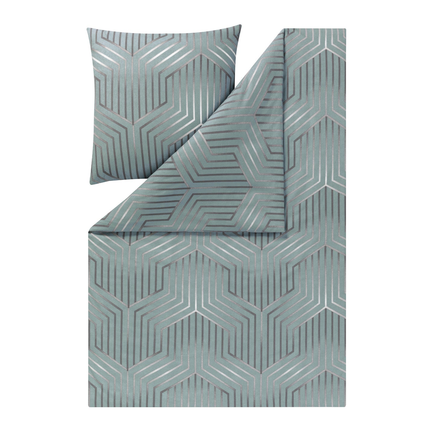 Estella Edelflanell Bettwäsche Daiano 5484-614 Linien eisblau 135x200