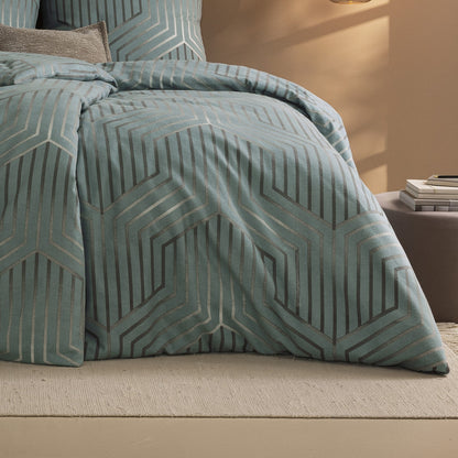Estella Edelflanell Bettwäsche Daiano 5484-614 Linien eisblau 135x200